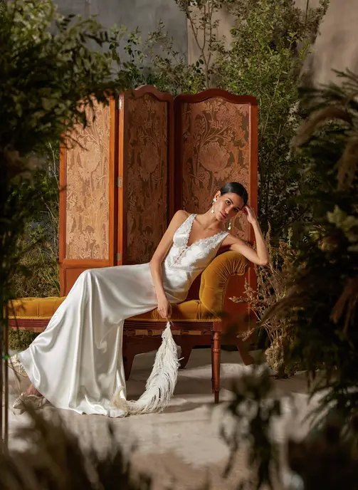 Abito da sposa Bayona — Manu García 2027, Linee scultoree